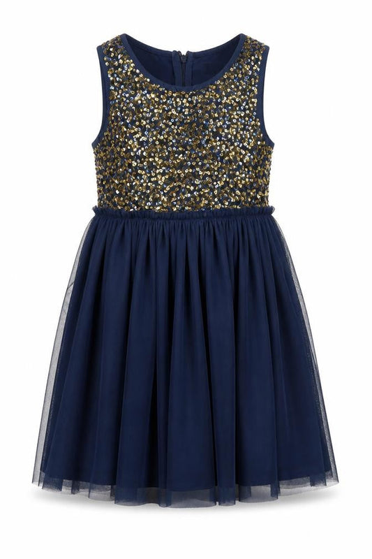 Bluezoo Girls Blue Sequin Fit & Flare Party Dress 6 Years
