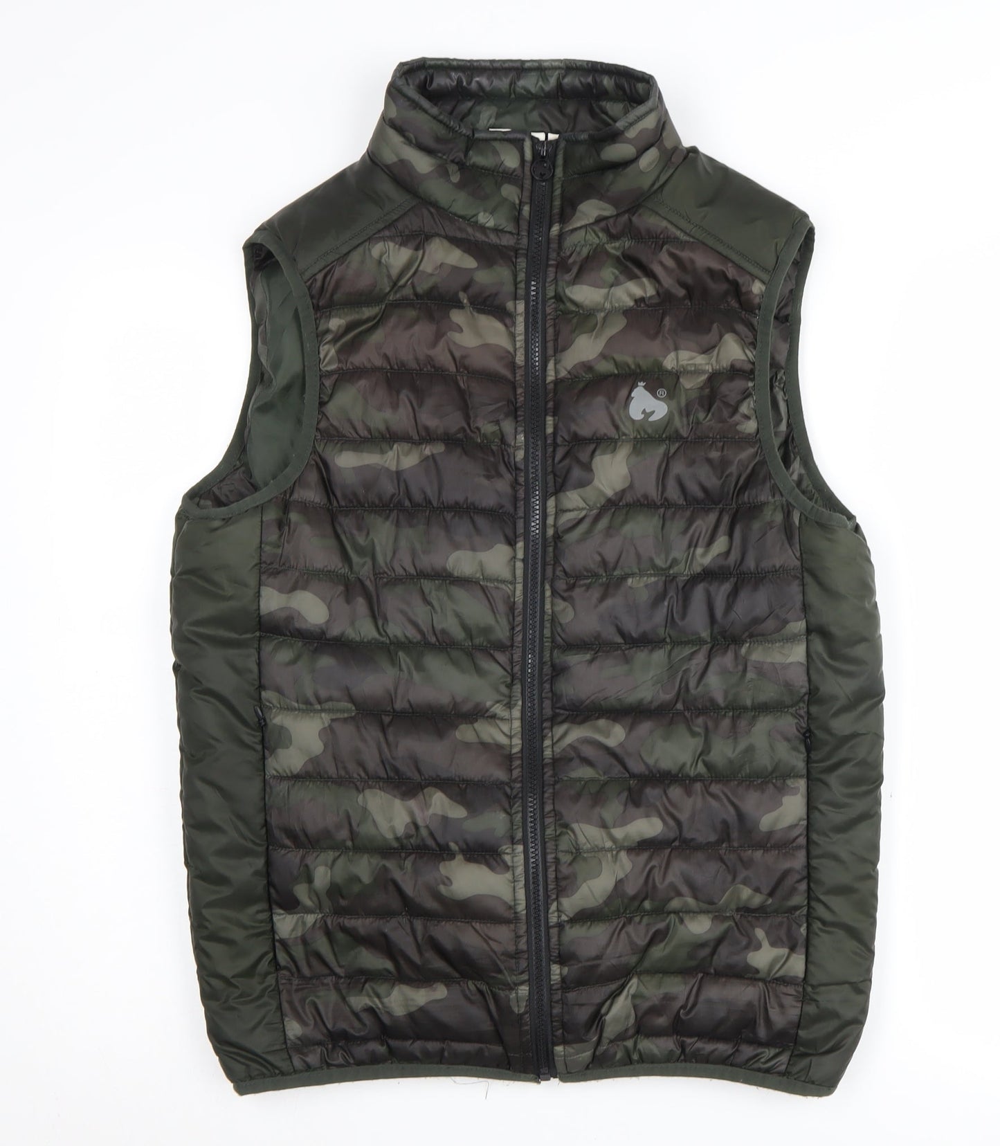 Money Men's Green Camouflage Puffer Waistcoat S