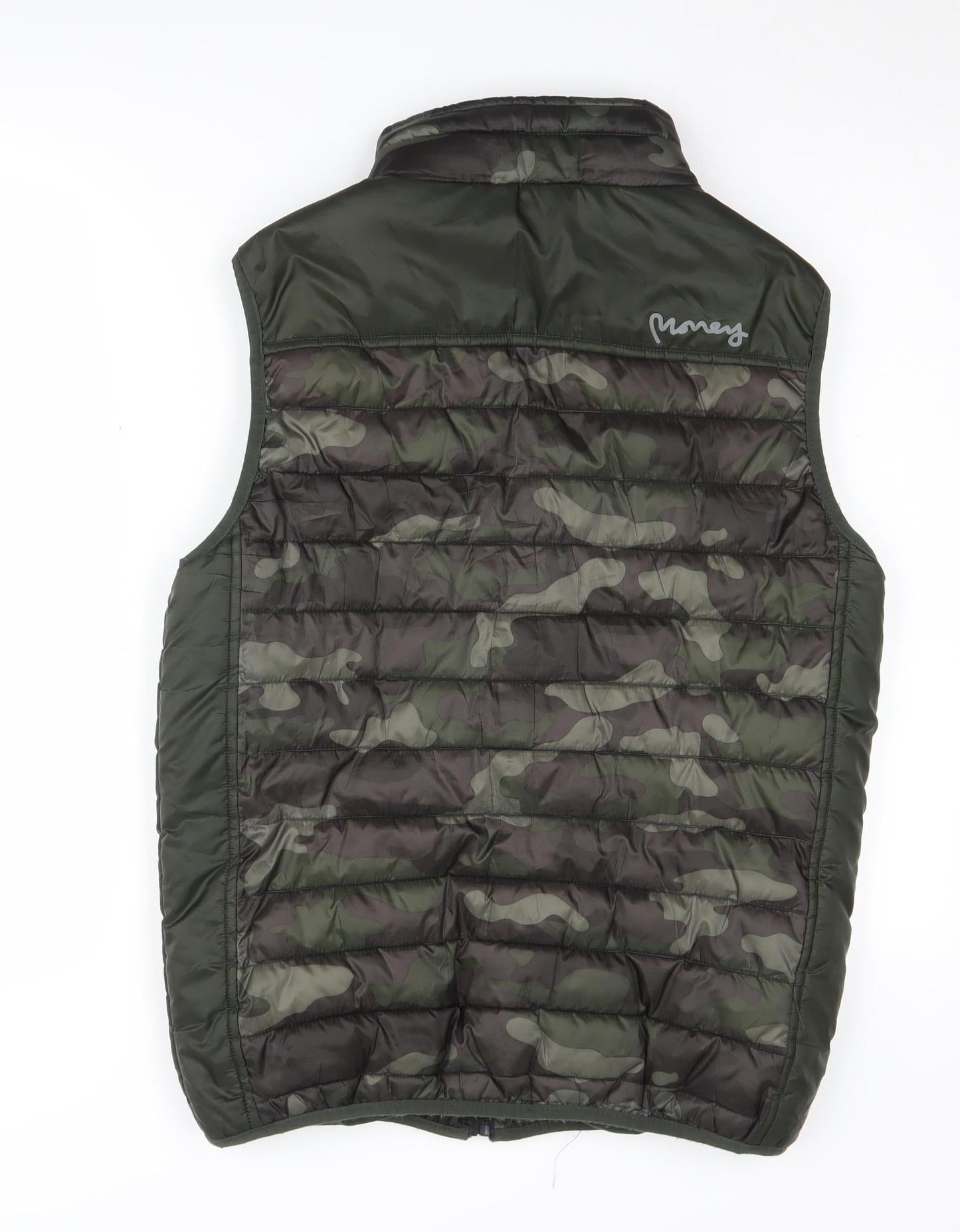 Money Men's Green Camouflage Puffer Waistcoat S