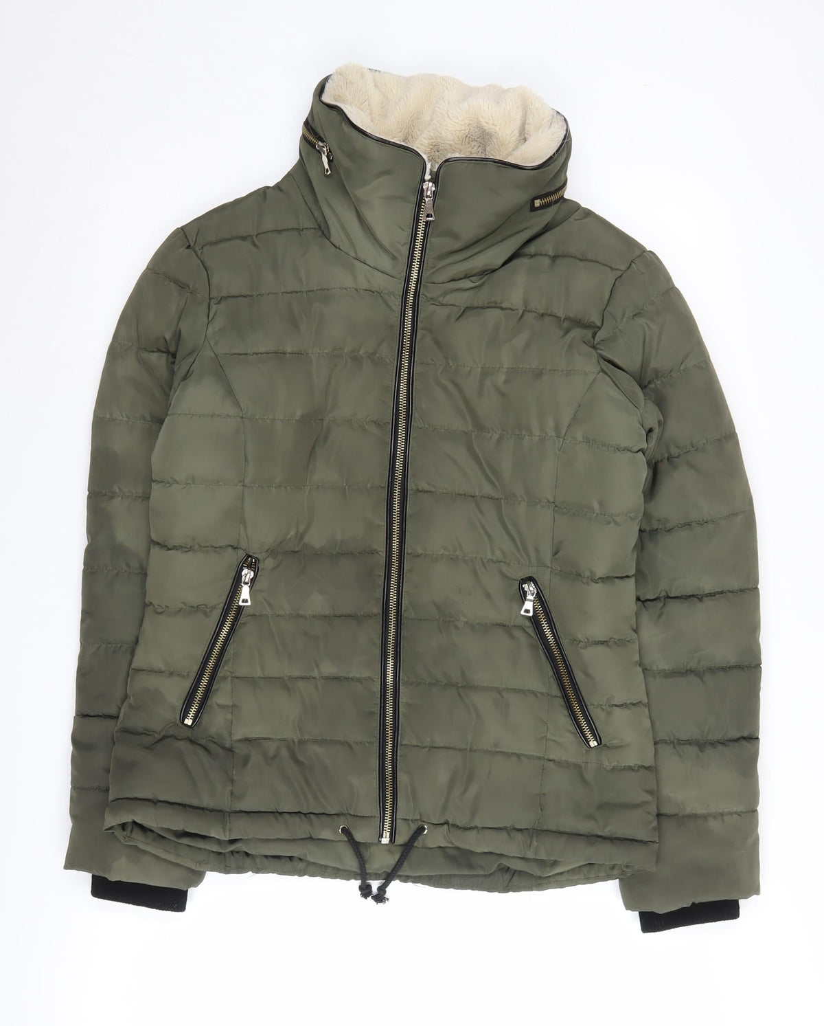 Additional front view of Dorothy Perkins Women's Green Puffer Jacket, size 10