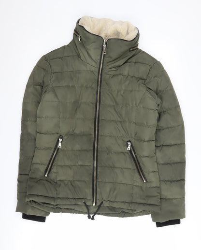 Additional front view of Dorothy Perkins Women's Green Puffer Jacket, size 10