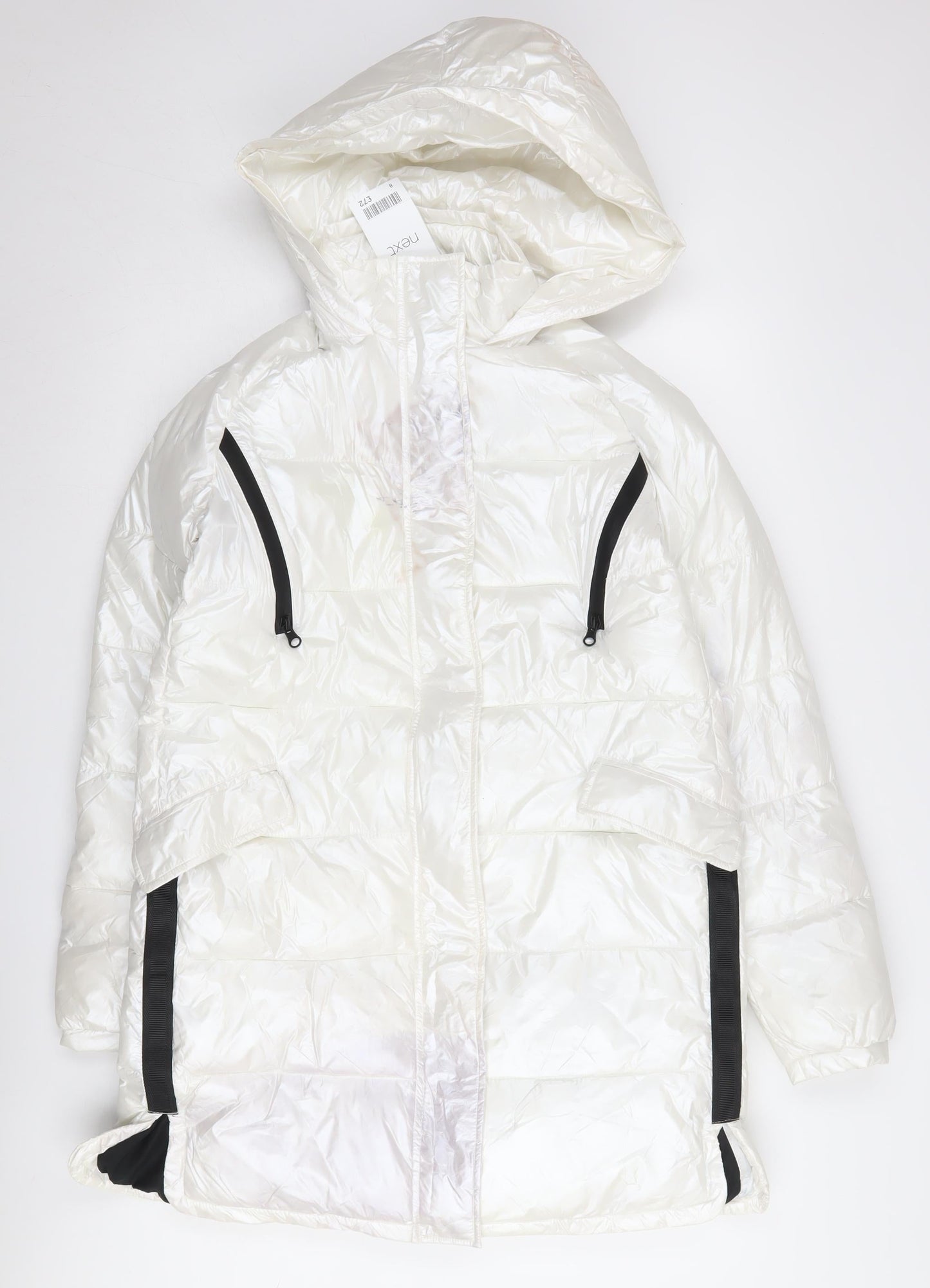 Next Women’s White Puffer Jacket, Size 8, Hooded, Casual