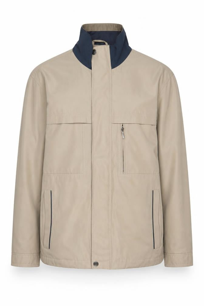 EWM Men's Beige Mid-Length Zipped Jacket M