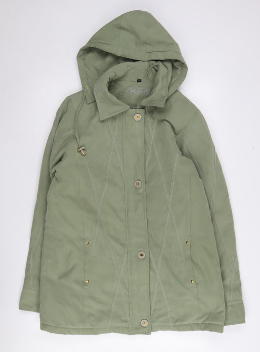 Finesse Women's Green Parka Coat Size 12 Hooded