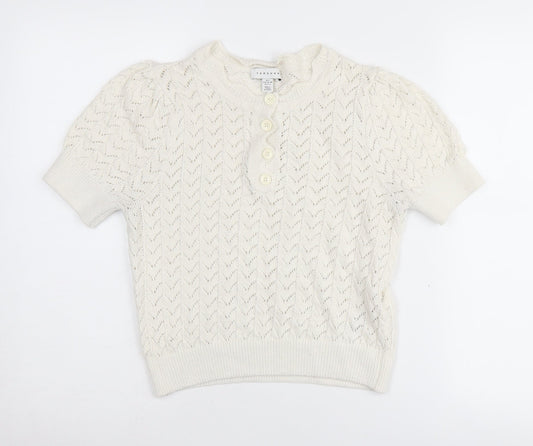 Topshop Women's Ivory Henley Jumper, Size S