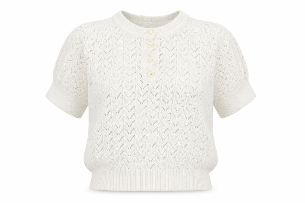 Topshop Women's Ivory Henley Jumper, Size S