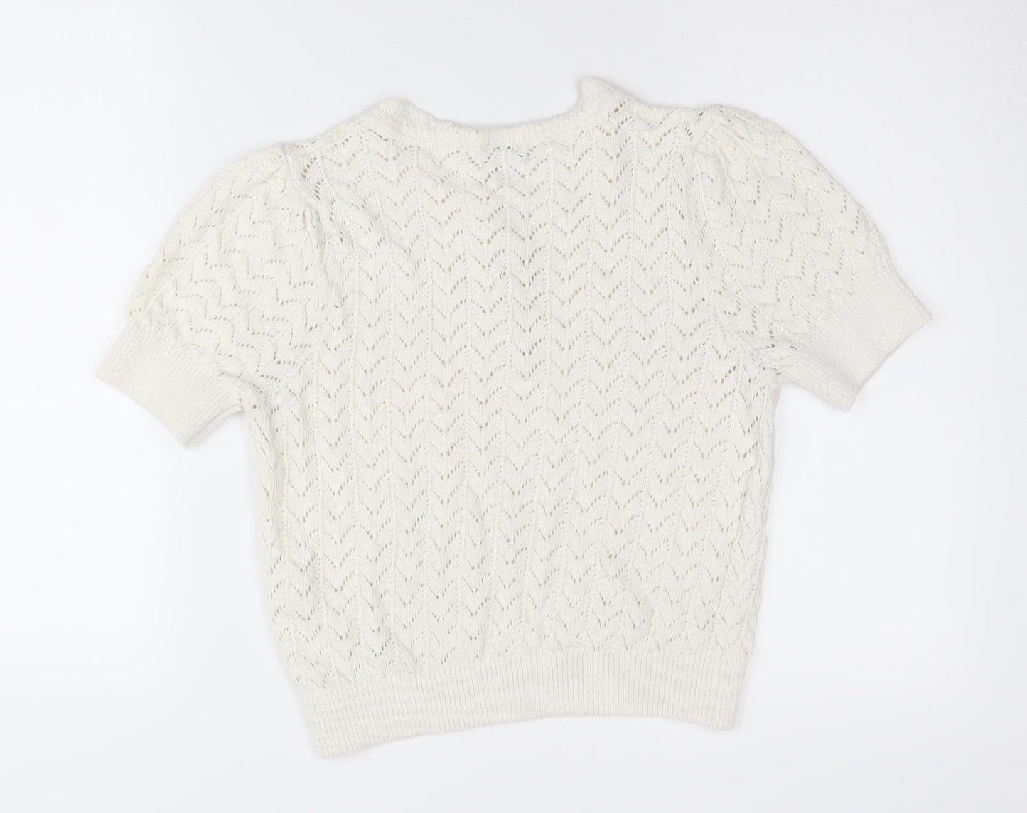 Topshop Women's Ivory Henley Jumper, Size S