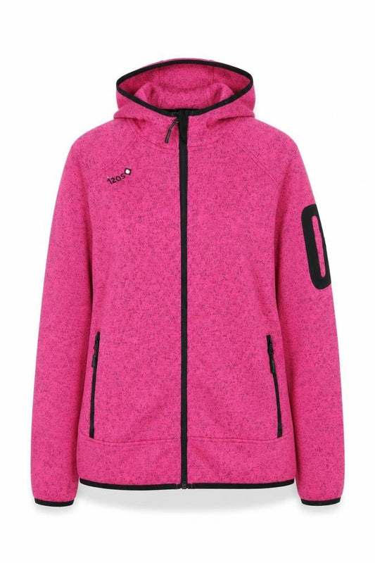 Front view of Izas Women's Pink Full Zip Hoodie, size M