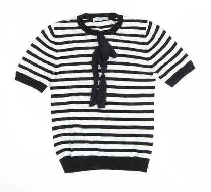 Zara Women's Black Stripe Pullover Jumper Size 12