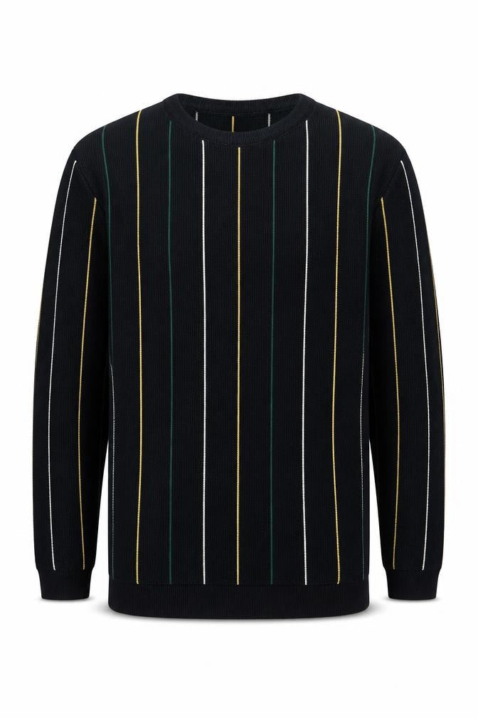 River Island Men's Black Striped Pullover Jumper M