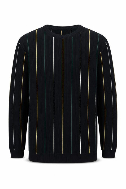 River Island Men's Black Striped Pullover Jumper M