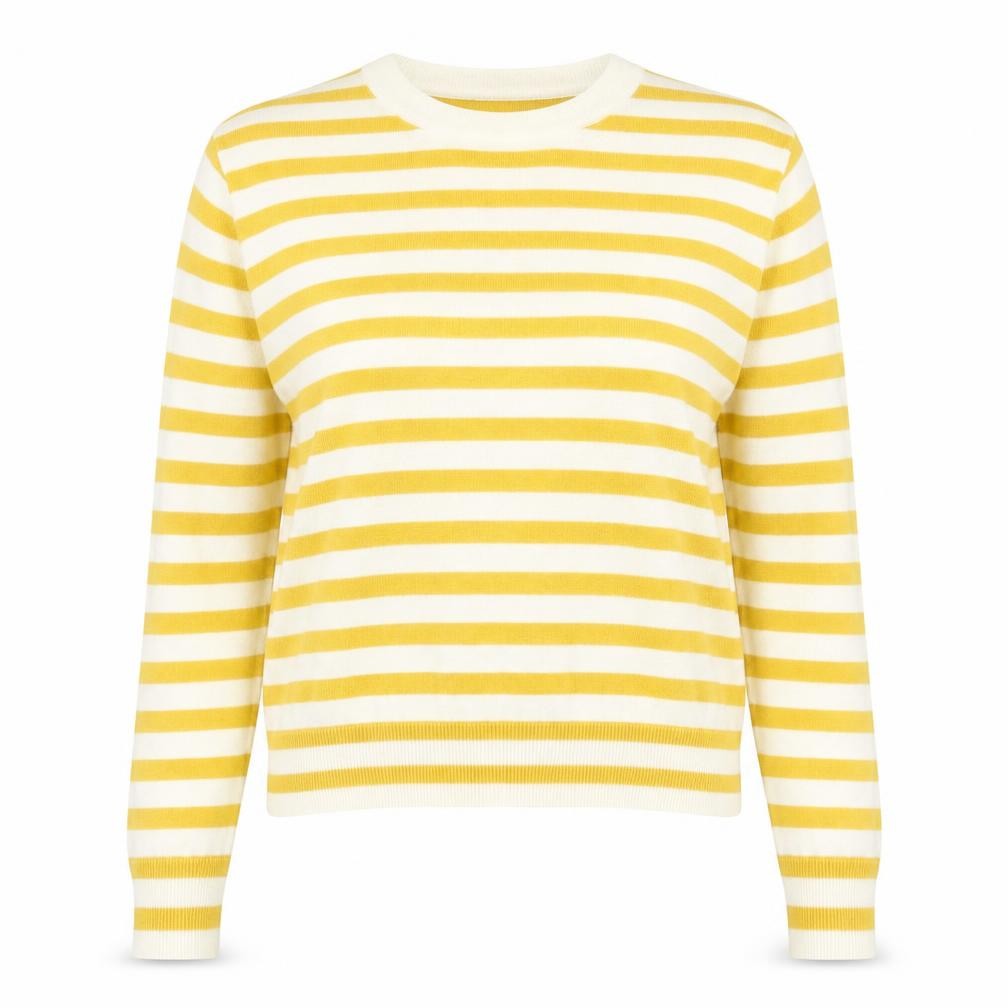 Zara Women's Yellow Striped Pullover Jumper S