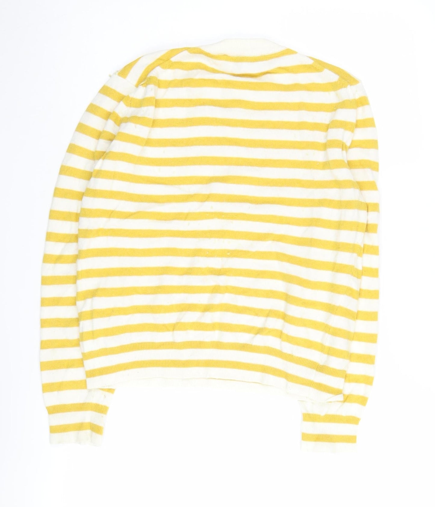 Zara Women's Yellow Striped Pullover Jumper S
