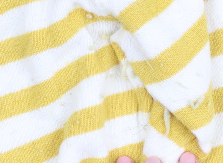 Zara Women's Yellow Striped Pullover Jumper S
