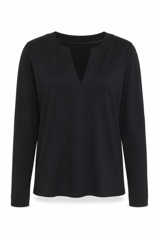 Front view of Jasper Conran Black V-Neck Long Sleeve Top L