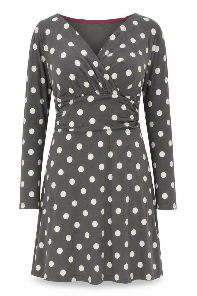 Joules Women's Grey Polka Dot Dress, Size L