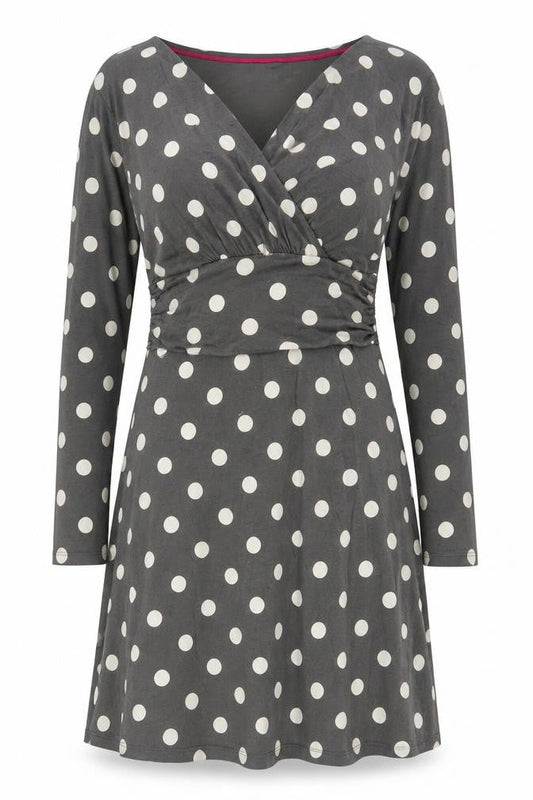 Joules Women's Grey Polka Dot Dress, Size L