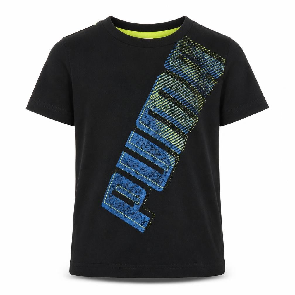 Puma Boys Black Graphic T-Shirt 5-6 Years, Logo Accent