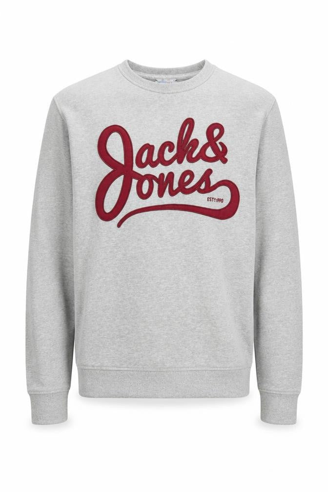 Jack & Jones Men's Grey Crew Neck Logo Sweatshirt S