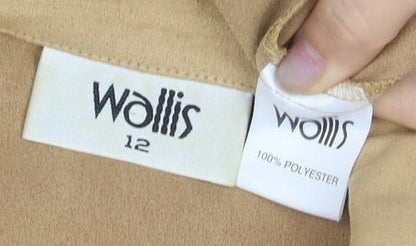 Wallis Women Beige Button-Up Shirt, Size 12, Casual