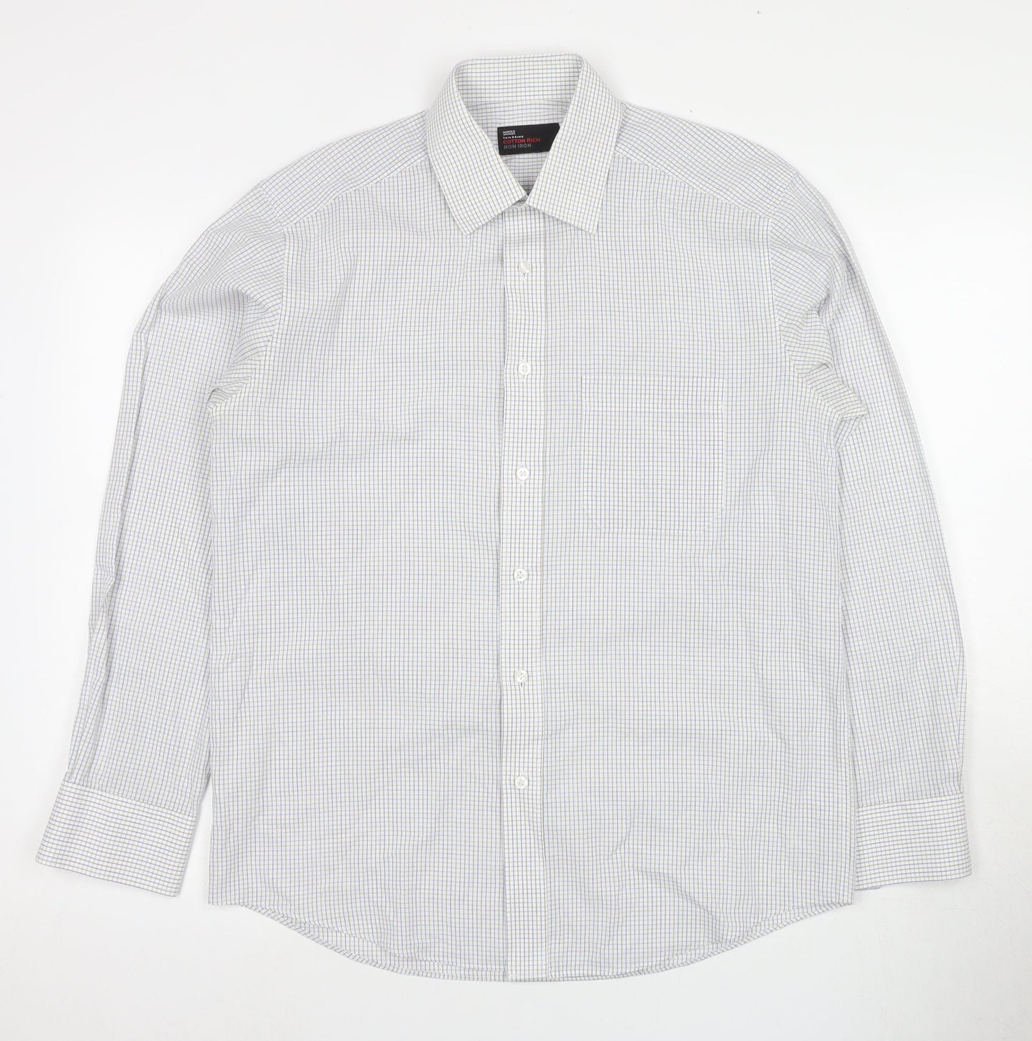 Marks and Spencer Men's Grey Check Dress Shirt L