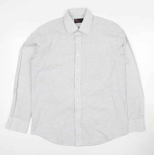 Marks and Spencer Men's Grey Check Dress Shirt L