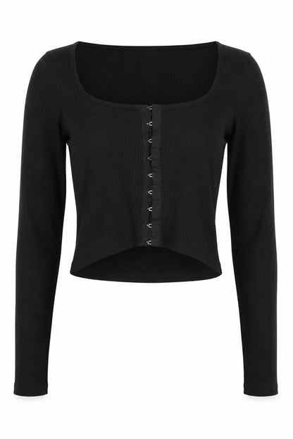 Front view of ASOS Women's Black Cropped Blouse, size 6