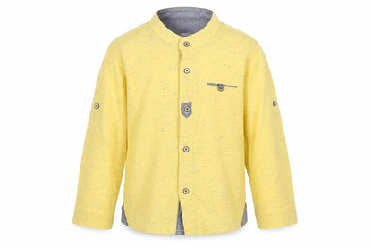 Timo Boys Yellow Button-Up Shirt, Size 11, Cotton, Long Sleeve