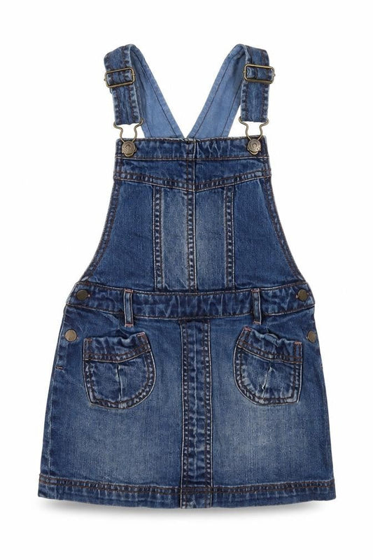 FatFace Girls Blue Denim Dungaree Pinafore Dress 4-5 Years