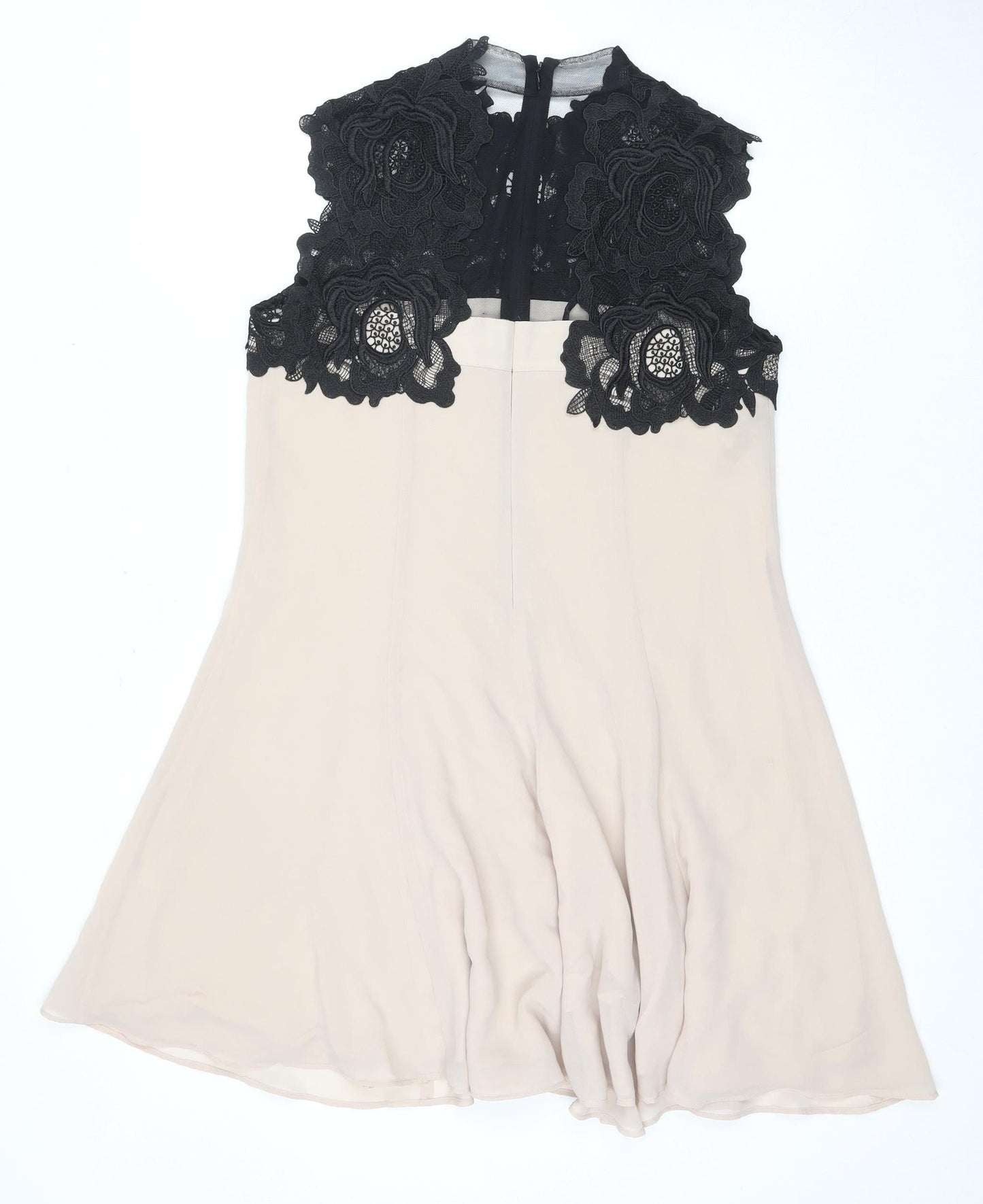 Monsoon Women's Beige Fit & Flare Lace Dress Size 10