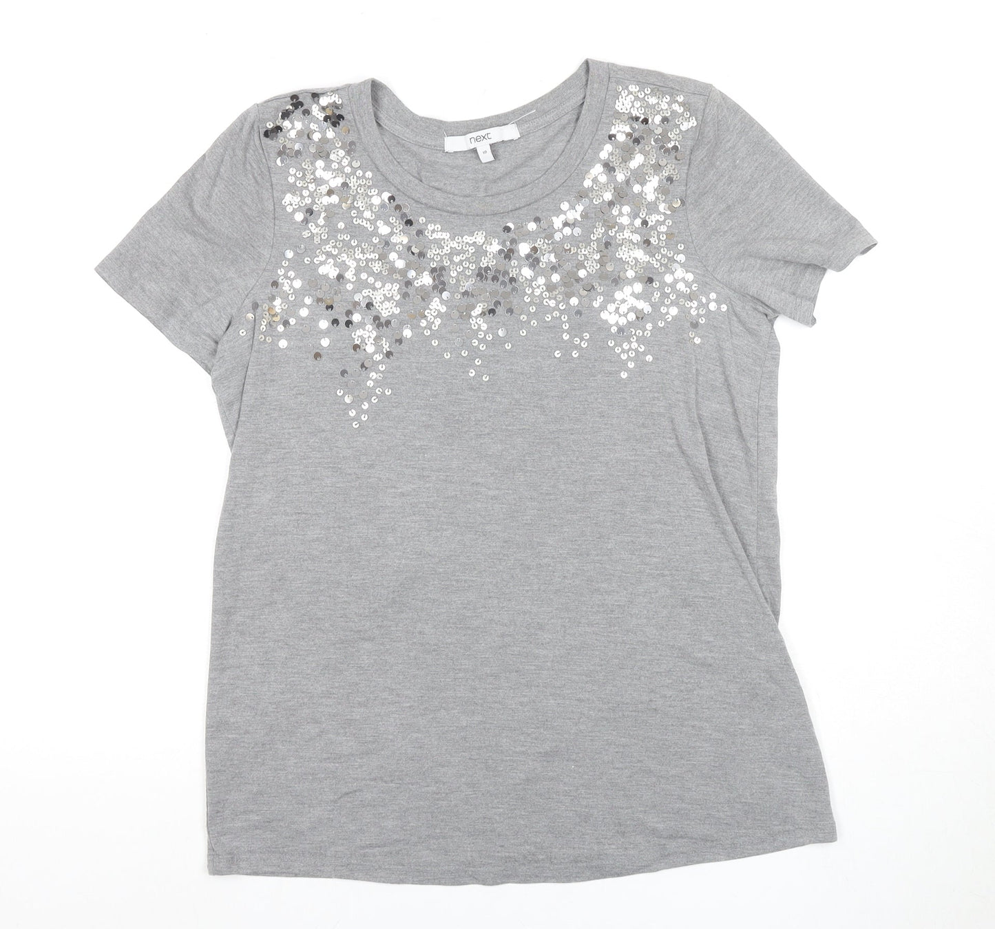 Next Women Grey Sequin T-Shirt UK 10