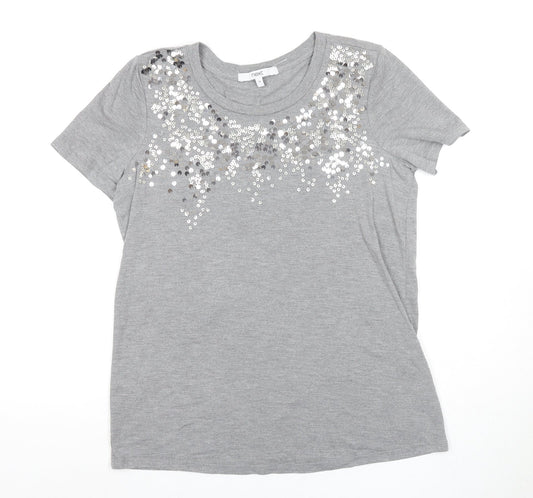 Next Women Grey Sequin T-Shirt UK 10