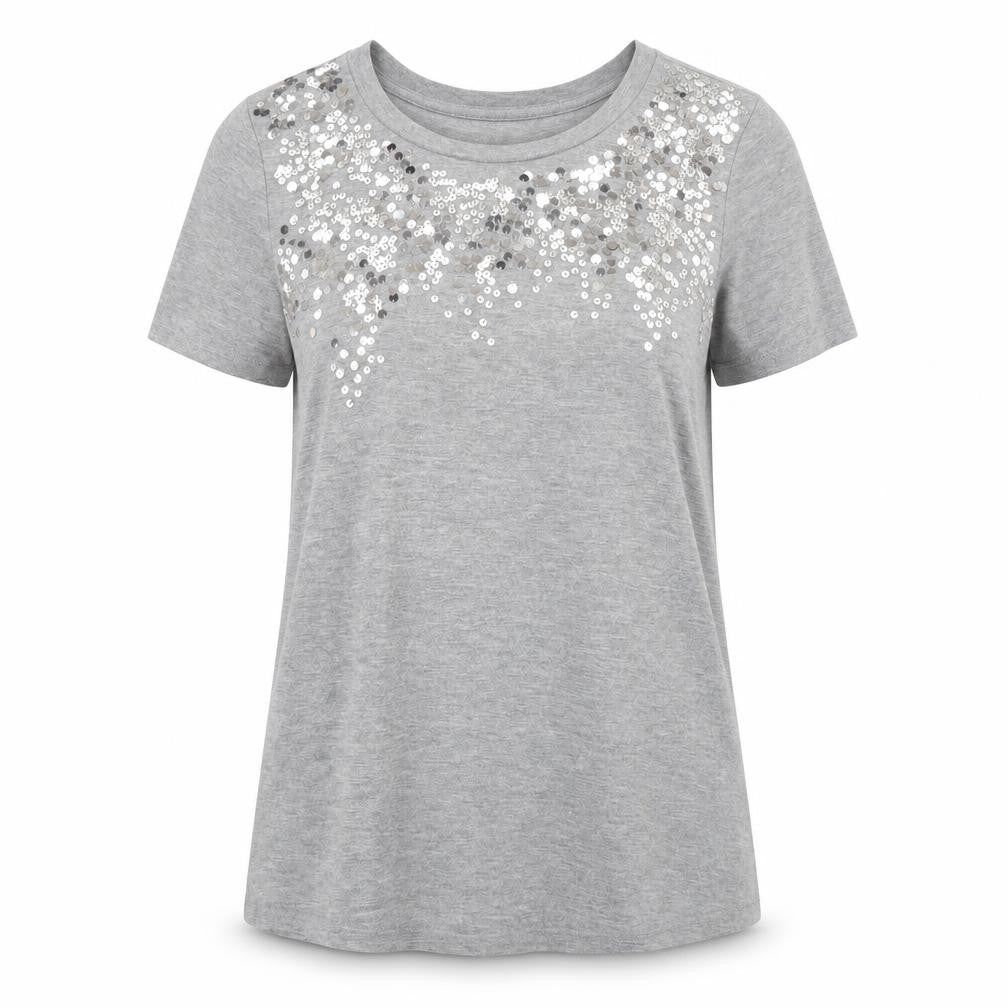Next Women Grey Sequin T-Shirt UK 10