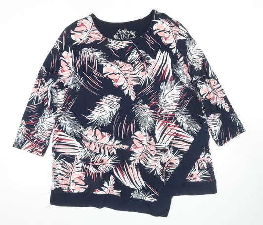 TIGI Women's Multicoloured Floral T-Shirt Size 18, 3/4 Sleeve, Spring/Summer Casual