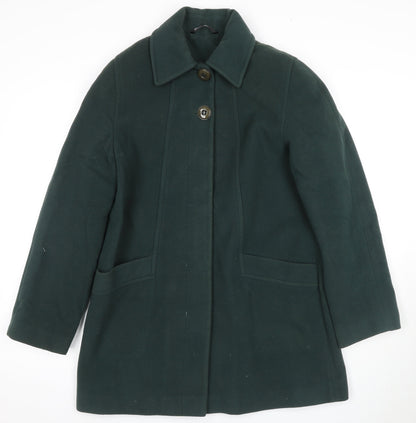 BHS Women's Green Overcoat Size 14 - Classic & Elegant
