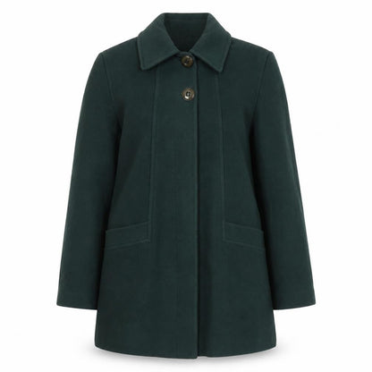 BHS Women's Green Overcoat Size 14 - Classic & Elegant