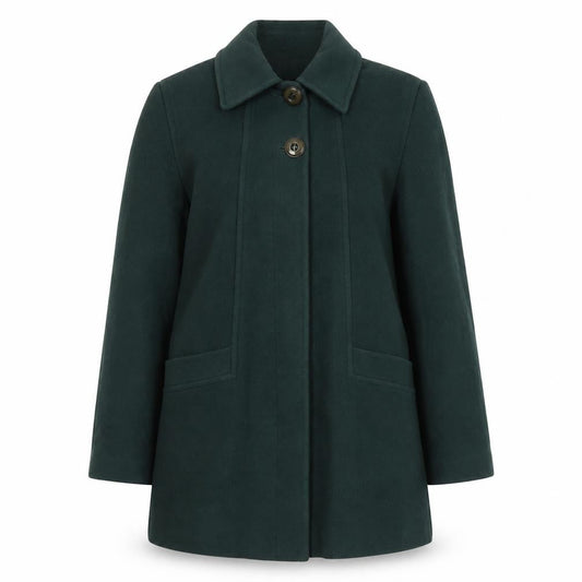 BHS Women's Green Overcoat Size 14 - Classic & Elegant