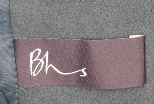 BHS Women's Green Overcoat Size 14 - Classic & Elegant