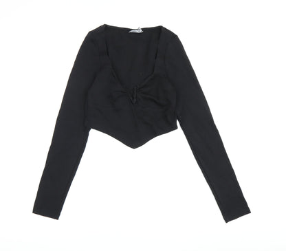 Additional front view of ASOS Design Women's Black Cropped Top, size 10