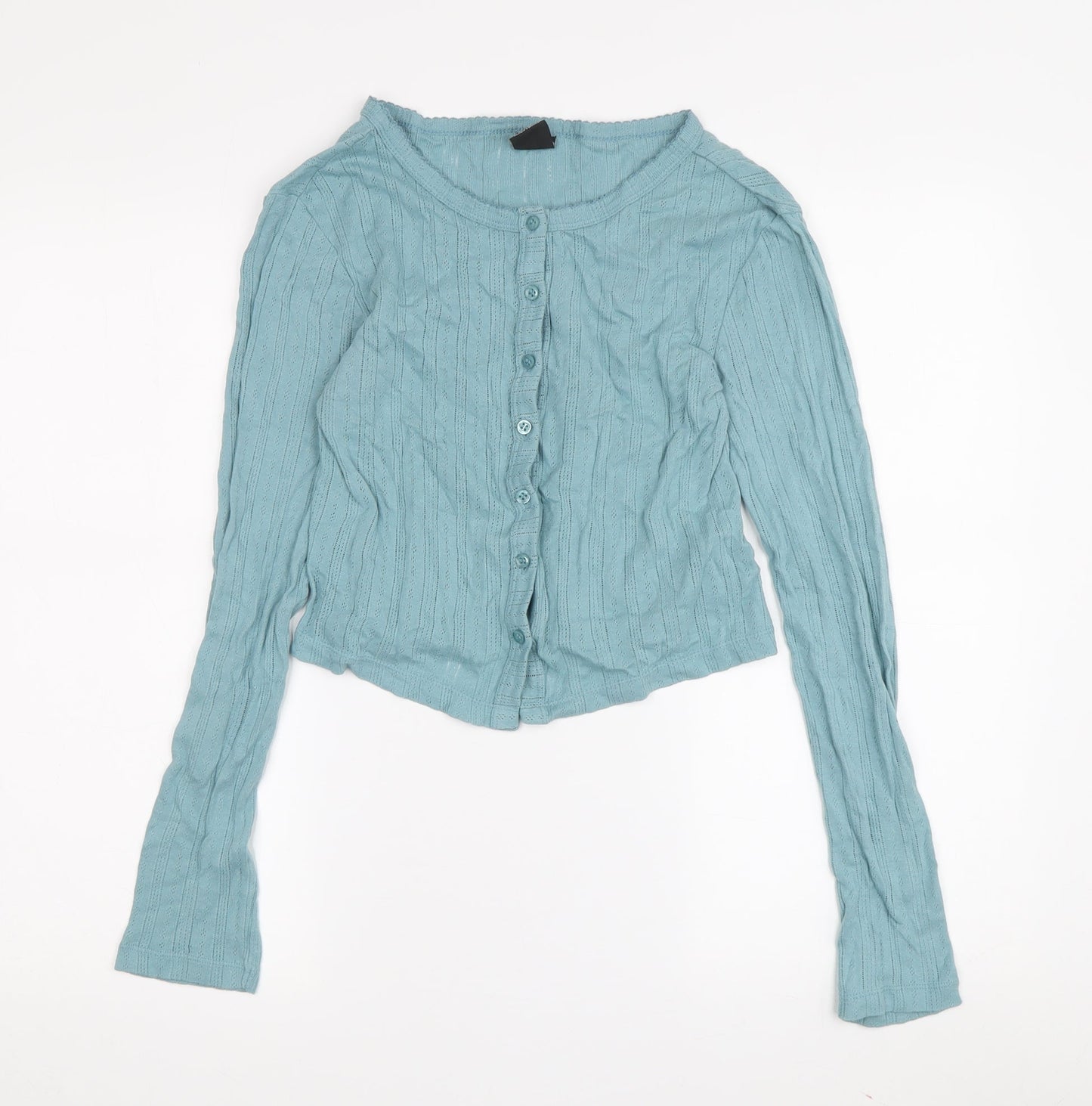 Urban Outfitters Women's Blue Cropped Button-Up S