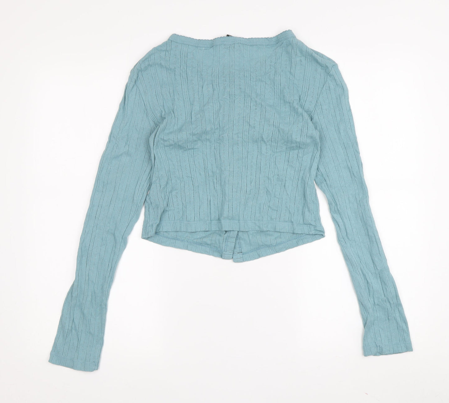 Urban Outfitters Women's Blue Cropped Button-Up S