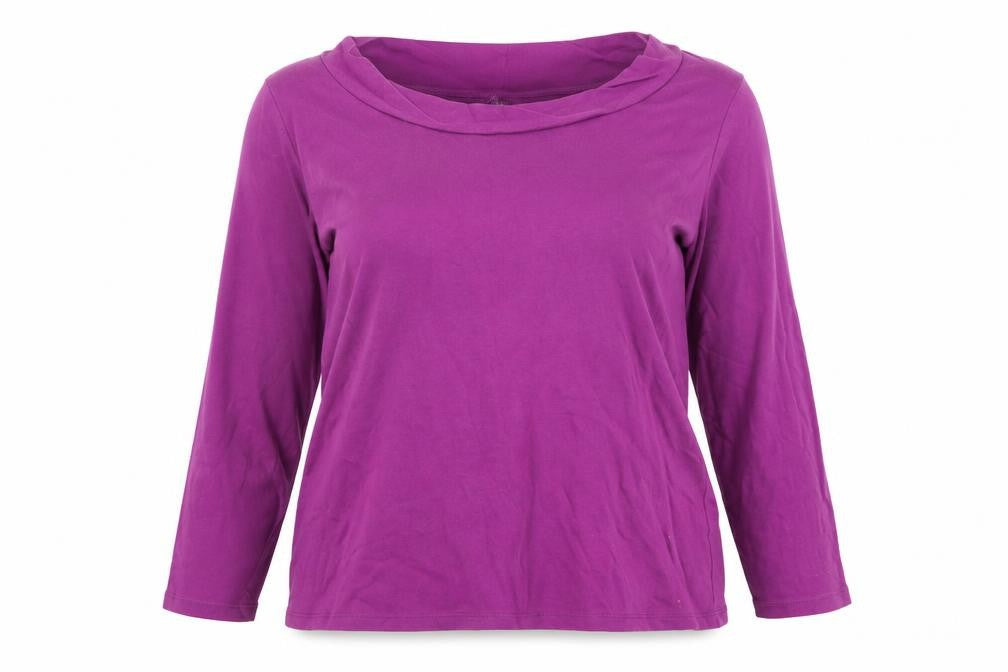 Laura Ashley Women's Purple Long Sleeve Basic T-Shirt Size 16