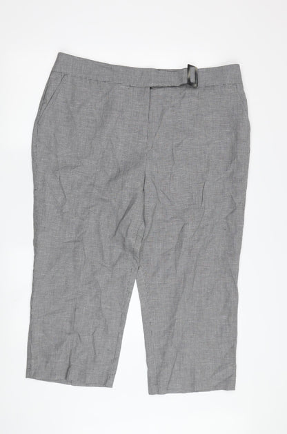 Per Una Women's Grey Cropped Trousers, Size 18, Belted