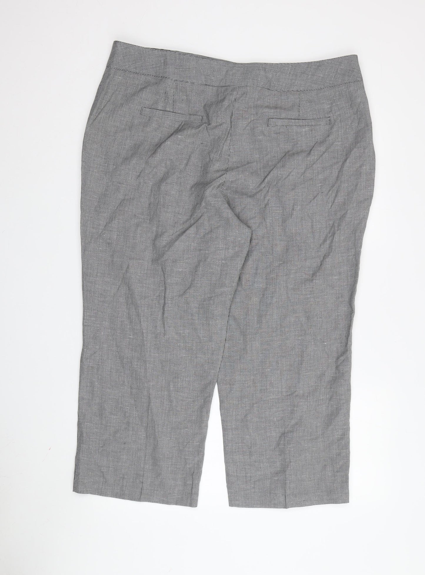 Women's Grey Cropped Trousers, Size 18, Belted