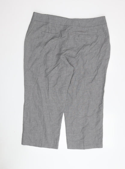 Per Una Women's Grey Cropped Trousers, Size 18, Belted