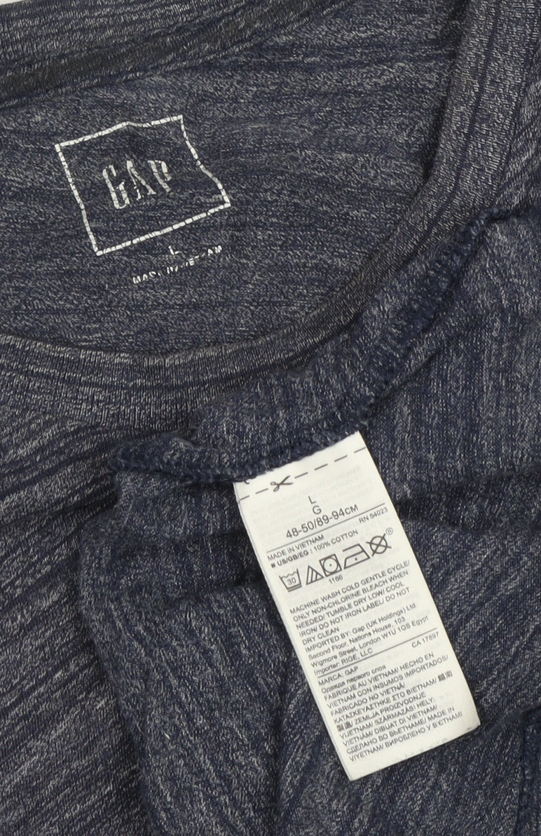 GAP Men's Large Blue Striped Crew Neck T-Shirt