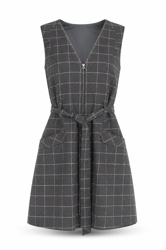 Oasis Women's Grey Check Pinafore Dress Size 10