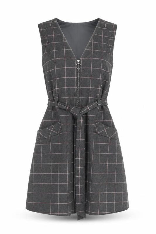 Oasis Women's Grey Check Pinafore Dress Size 10