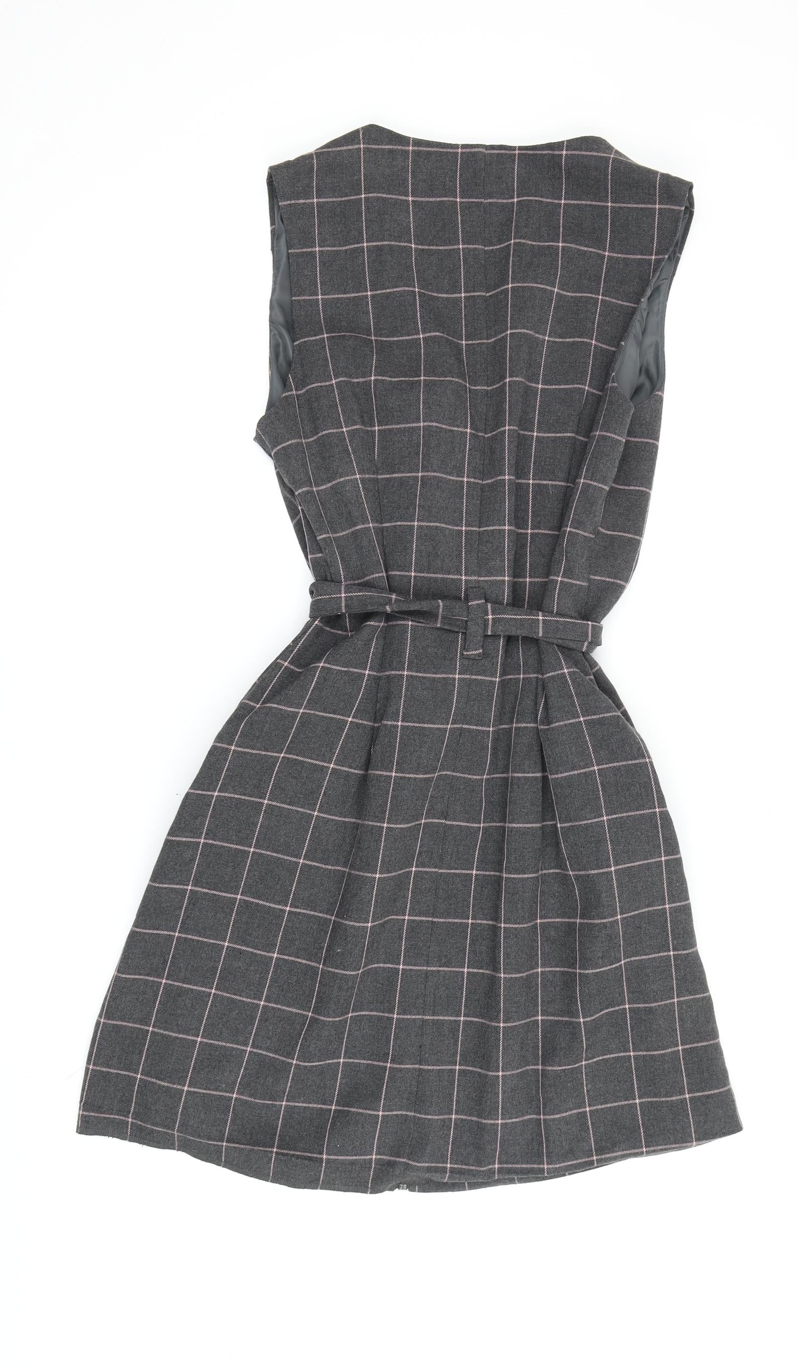 grey check pinafore dress Wool Autumn Midi Dress