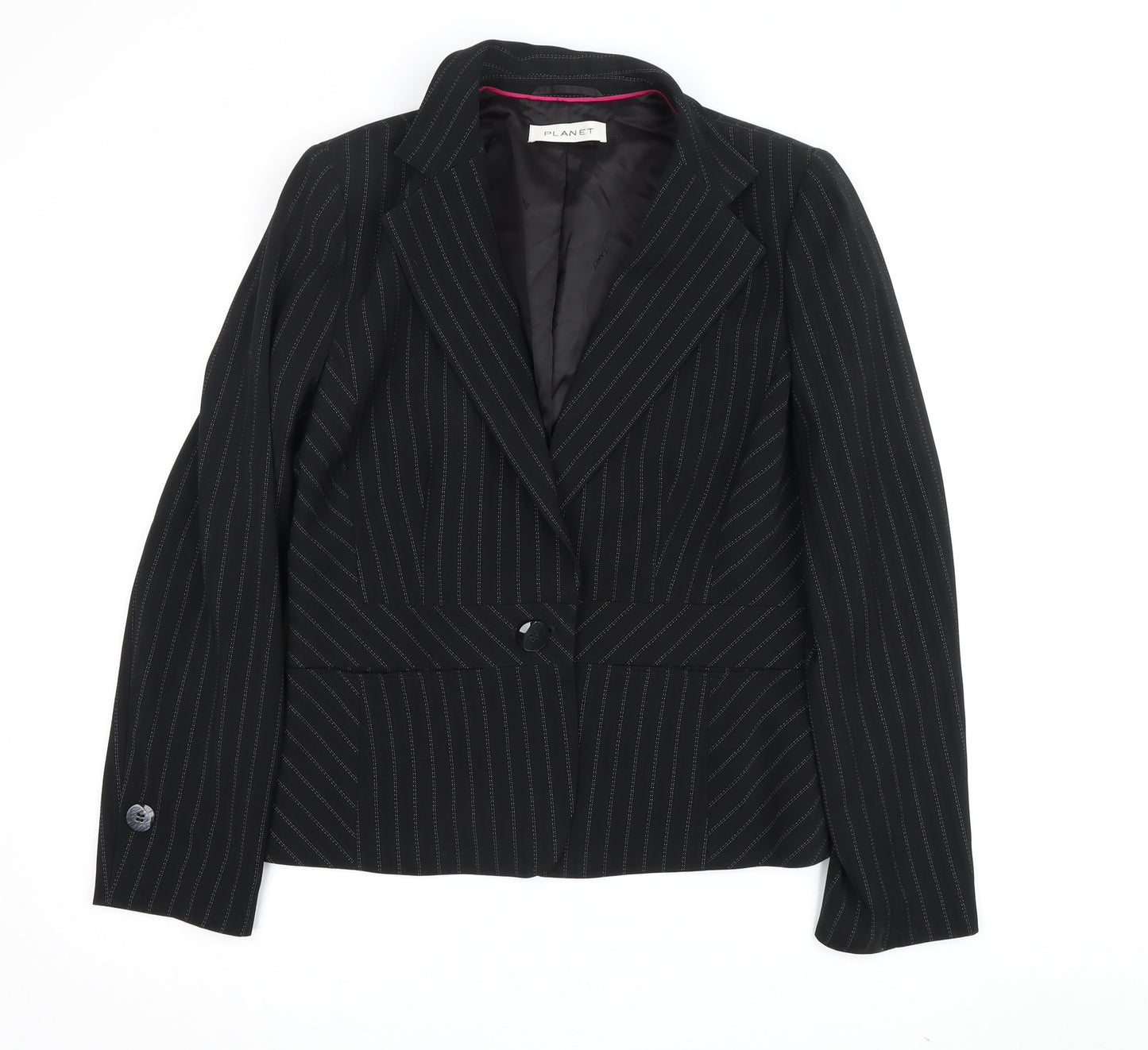 Planet Women's Black Stripe Blazer Size 12 Business Jacket
